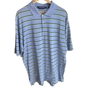 VINTAGE Polo Golf Ralph‎ Lauren Men Polo Shirt XL Blue Striped Preppy Old Money